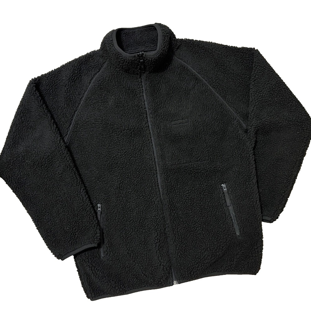 Manastash Jacket Black Full Zip Sherpa Fleece Sweatshirt Pockets Lined Mens XL